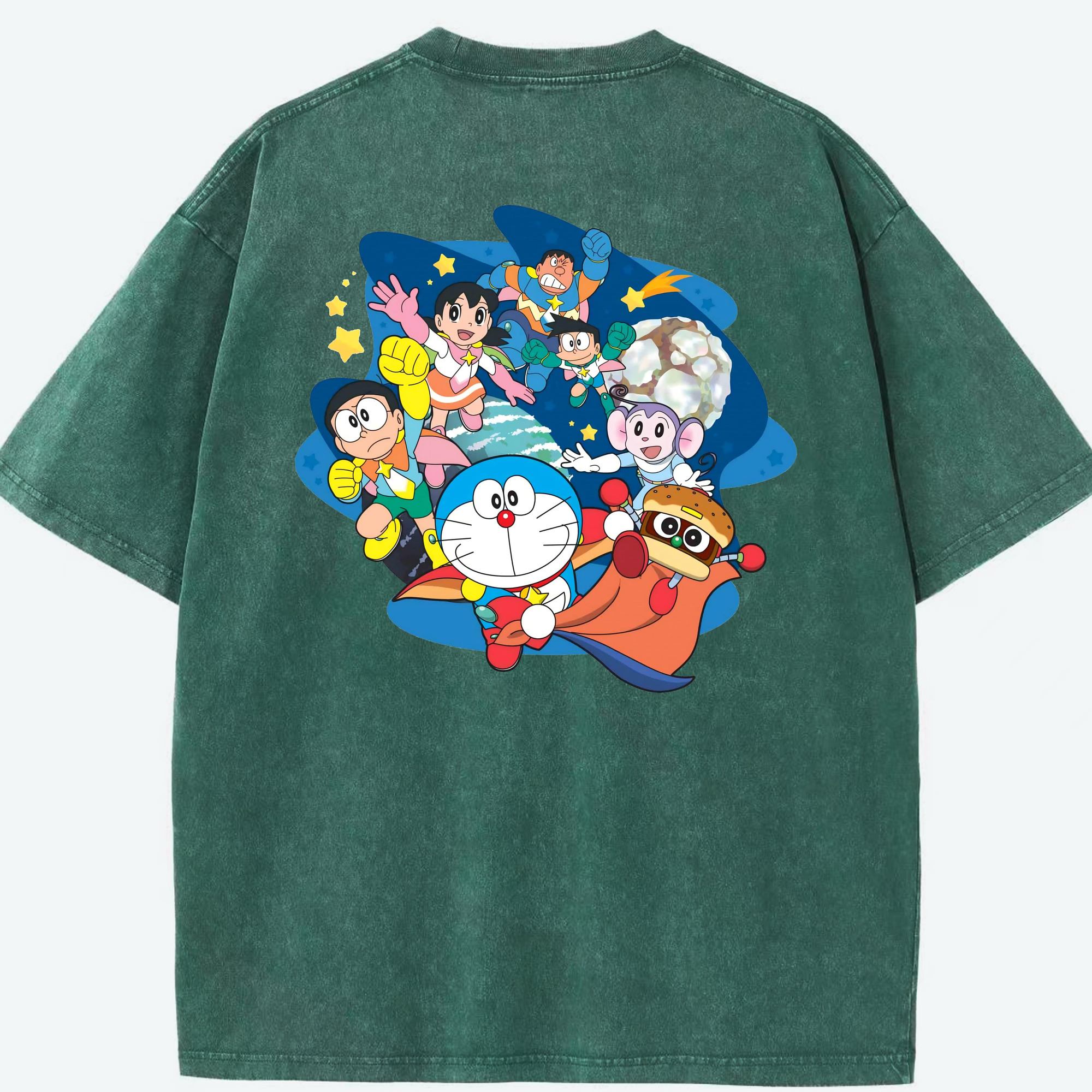 （画像用） ドラえもん Doraemon 綿100% ヴィンテージ風 半袖Tシャツ（背面プリント）